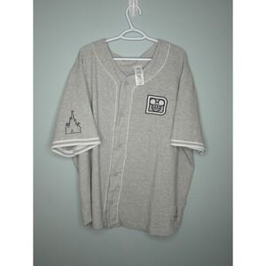 Walt Disney World Mens 3XL Gray Baseball Jersey Snap Front Est 1971 Retro Logo
